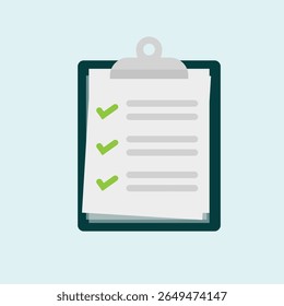 Área de transferência com ícone de lista de verificação em estilo simples. Planejamento e organização da ilustração do vetor de trabalho no fundo isolado. Conceito comercial de assinatura de documento.