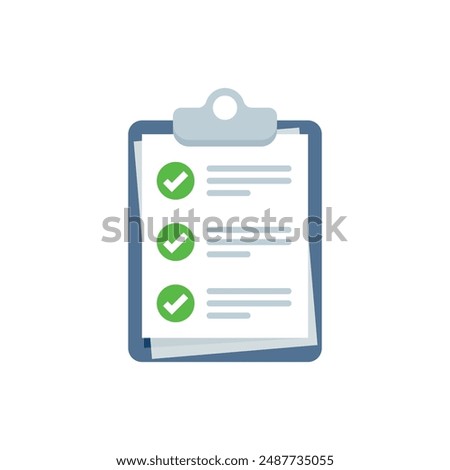 Clipboard with checklist icon in flat style. Planning and organization of work vector illustration on isolated background. Document sign business concept.