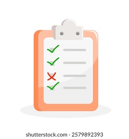 Clipboard with checklist icon. Flat vector illustration of clipboard with checklist icon.