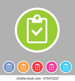 Clipboard checklist icon flat web sign symbol logo label set