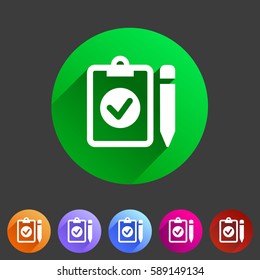 clipboard checklist icon. flat web sign symbol. logo label set
