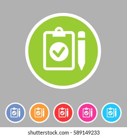 clipboard checklist icon. flat web sign symbol. logo label set