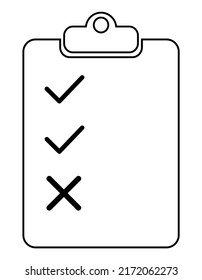Clipboard checklist icon isolated on white. Todo list