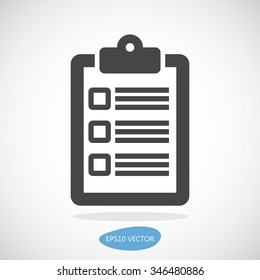 Clipboard Checklist Icon - Isolated Vector Illustration. Simplified flat design.
