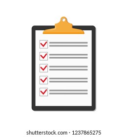 Clipboard checklist icon. Checklist with marks. Template design for education, business, planning or infographics. Vector illustration