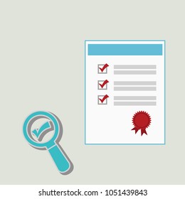 Clipboard with checklist icon on grey background. Flat style design for web. Vector illustration.