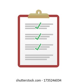 Clipboard with checklist icon on a white background.