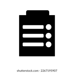 Clipboard with checklist icon on white background. Vector illustration.