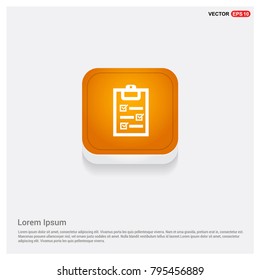 Clipboard or checklist icon Orange Abstract Web Button