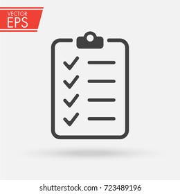 Clipboard with checklist icon. Paper clipboard document symbol. Note checklist vector illustration sign.