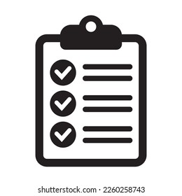 Clipboard and checklist icon. Project management, questionnaire icon. To do list vector icon for web site and app design.