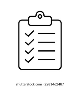 Clipboard and checklist icon. Project management, questionnaire line icon. To do list vector icon for web site and app design.