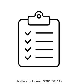 Clipboard and checklist icon. Project management, questionnaire line icon. To do list vector icon for web site and app design.