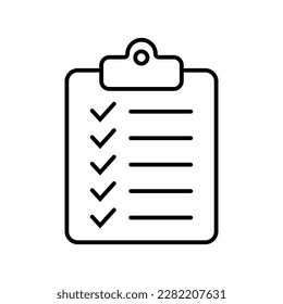 Clipboard and checklist icon. Project management, questionnaire line icon. To do list vector icon for web site and app design.