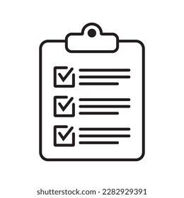 Clipboard and checklist icon. Project management, questionnaire line icon. To do list vector icon for web site and app design.