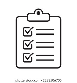 Clipboard and checklist icon. Project management, questionnaire line icon. To do list vector icon for web site and app design.