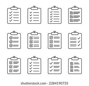 Clipboard and checklist icon. Project management, questionnaire line icon. To do list vector icon for web site and app design.