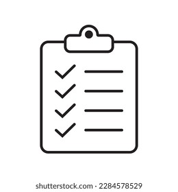 Clipboard and checklist icon. Project management, questionnaire line icon. To do list vector icon for web site and app design.