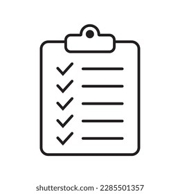 Clipboard and checklist icon. Project management, questionnaire line icon. To do list vector icon for web site and app design.