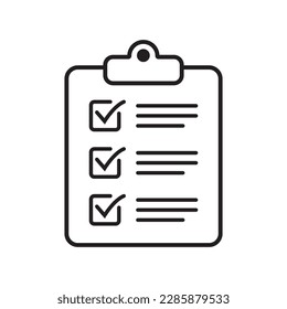 Clipboard and checklist icon. Project management, questionnaire line icon. To do list vector icon for web site and app design.