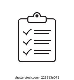 Clipboard and checklist icon. Project management, questionnaire line icon. To do list vector icon for web site and app design.