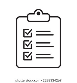 Clipboard and checklist icon. Project management, questionnaire line icon. To do list vector icon for web site and app design.