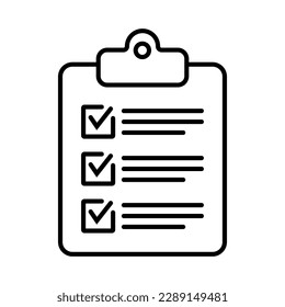 Clipboard and checklist icon. Project management, questionnaire line icon. To do list vector icon for web site and app design.