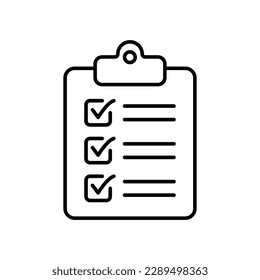 Clipboard and checklist icon. Project management, questionnaire line icon. To do list vector icon for web site and app design.