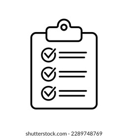 Clipboard and checklist icon. Project management, questionnaire line icon. To do list vector icon for web site and app design.