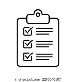 Clipboard and checklist icon. Project management, questionnaire line icon. To do list vector icon for web site and app design.