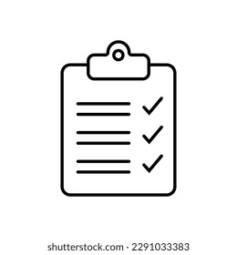 Clipboard and checklist icon. Project management, questionnaire line icon. To do list vector icon for web site and app design.