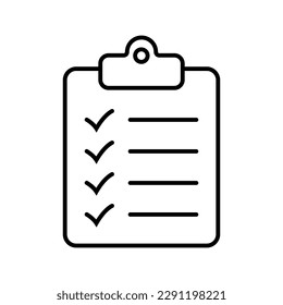 Clipboard and checklist icon. Project management, questionnaire line icon. To do list vector icon for web site and app design.