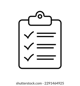 Clipboard and checklist icon. Project management, questionnaire line icon. To do list vector icon for web site and app design.