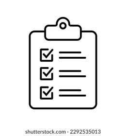 Clipboard and checklist icon. Project management, questionnaire line icon. To do list vector icon for web site and app design.