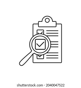 clipboard with checklist icon and search icon vector check mark sign