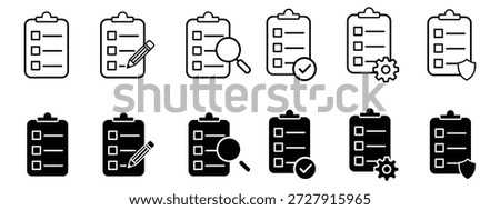 Clipboard checklist icon set vector. tasks, management, and security symbol. vector illustration.