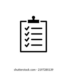Clipboard checklist icon. Simple flat style. Document with checkmark, business agreement concept. Vector illustration isolated on white background. EPS 10.