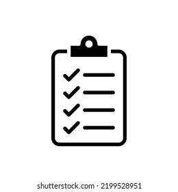 Clipboard checklist icon. Simple flat style. Document with checkmark, business agreement concept. Vector illustration isolated on white background. EPS 10.