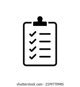 Clipboard checklist icon. Simple flat style. Document with checkmark, business agreement concept. Vector illustration isolated on white background. EPS 10.
