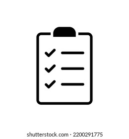 Clipboard checklist icon. Simple flat style. Document with checkmark, business agreement concept. Vector illustration isolated on white background. EPS 10.