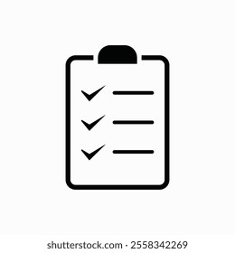 Clipboard checklist icon. Simple flat style. Document with checkmark, business agreement concept. Vector illustration isolated on white background