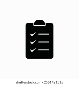 Clipboard checklist icon. Simple flat style. Document with checkmark, business agreement concept. Illustration fully editable vector template