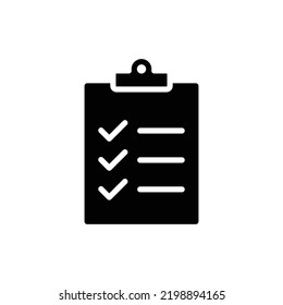 Clipboard checklist icon. Simple solid style. Document with checkmark, business agreement concept. Glyph vector illustration isolated on white background. EPS 10.