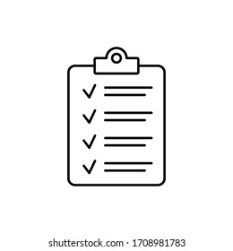 Clipboard with checklist icon, symbol for web site and app design.