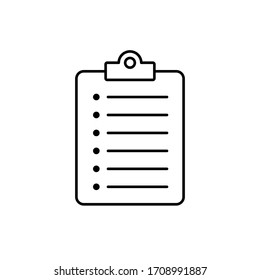 Clipboard with checklist icon, symbol for web site and app design.