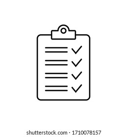 Clipboard With Checklist Icon, Symbol For Web Site And App Design.