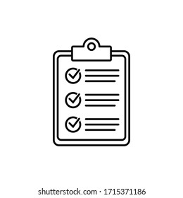 Clipboard with checklist icon, symbol for web site and app design.