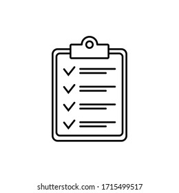 Clipboard with checklist icon, symbol for web site and app design.