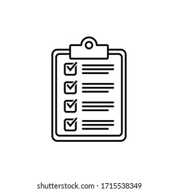 Clipboard With Checklist Icon, Symbol For Web Site And App Design.