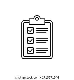 Clipboard with checklist icon, symbol for web site and app design.